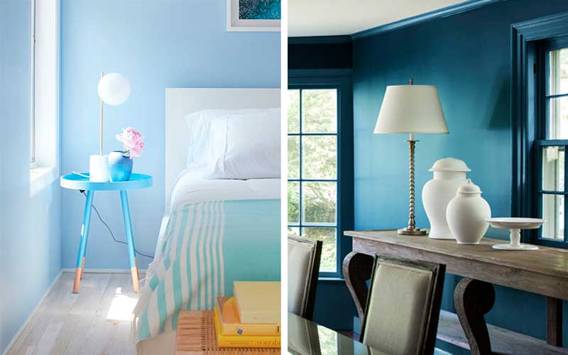 pintura de color azul para las paredes de la habitación